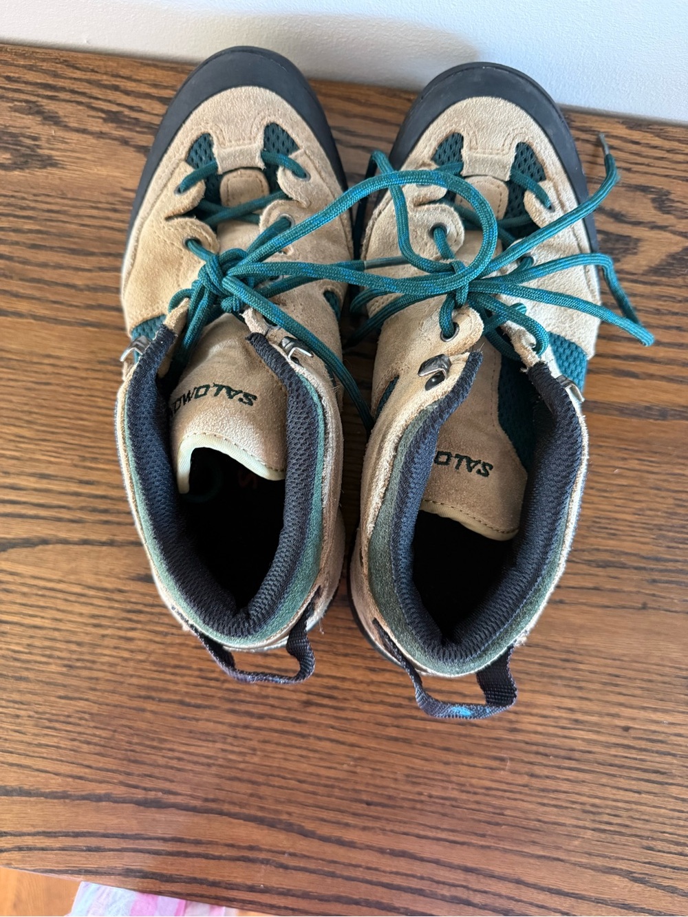 Salomon Tan and Teal Hiking Shoes - Picture 5 of 6